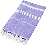 FEBE Strandtuch Badetuch Indigo Baumwolle 180x90 cm Ultraleicht mit Handgeknüpften Hamamtuch Saunatuch Picknickdecke Towel