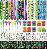 Mitgebsel Kleinspielzeug Set, Schnapparmband Kinder/Tattoo Kinder /Regenbogenspirale Kindergeburtstag Mitgebsel Set Party Favor Spielzeug Pinata Füllstoffe Beutel Karnevalspreise