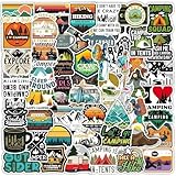 100 Stück Camping-Aufkleber, wasserdichte Vinyl-Aufkleber, Wandern, Outdoor-Abenteuer, Naturzelt, Lagerfeuer, Bergreisen, Aufkleber für Laptops, Wasserflaschen, Skateboards, Gepäck, Sonnenschutz, PVC
