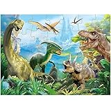 Dinosaurier-Puzzle für Kinder im Alter von 3-5 4-8 Jahren, 35-teiliges Jumbo-Kleinkind-Bodenpuzzle für Kinder, Jungen, Mädchen, Lernen, Lernspielzeug, Geschenkbox
