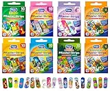 80x Kinderpflaster, 19 Motive, Klinisch getestet, Wasserabweisend, Pflaster Set für Mädchen und Jungs, Strips, bunte Pflaster