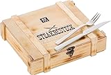 ZWILLING Steakbesteck Set für 6 Personen, 12-teilig, 6 Steakmesser und 6 Steakgabeln, Inkl. Holz-Aufbewahrungskiste, Rostfreier Edelstahl / Holz, Silber