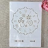 A4 29 cm Zahnrad Uhr Zifferblatt Punkt Wiederverwendbare Malschablonen Liebe Home Vorlage zum Malen auf Holz, Veranda, Haustür, Wand Wohnkultur