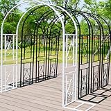 Garten-Rosenbogen für Kletterpflanzen 140 cm 340 cm großer Metallbogen Gitter schwarz/weiß/grün/braun Gartenhaus Pergola 20 mm Vierkantrohr (Farbe: schwarz Größe: B 140 cm x H 230