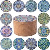 STARUBY 12 Stück Korkuntersetzer, Kork-Untersetzer für Getränke, für den Couchtisch, Saugfähige Untersetzer für Küche und Esszimmer Dekoration, rund 10cm im Durchmesser Hellblau