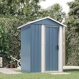 Mengtu Gartenhaus Grau 126x97,5x177cm Stahl verzinkt Outdoor Lagerhaus Metall Gartenhaus Outdoor Aufbewahrungsbox Gartenmöbel