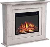 BALDERIA Elektrokamin Finn | Elektrischer Standkamin mit 3D-Flammeneffekt | Elektro Heizung 2000W | Kamin mit Fernbedienung, adaptiver Startsteuerung, Timer & Thermostat | Graue Eiche