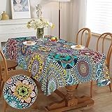 iEvery Tischdecke Boho Style Rechteckig Mandala Garten Tischdecken für Draußen Polyester Outdoor Abwaschbar Gartentischdecke Eckig Wetterfest für Küche Gartentisch Esstisch Couchtisch Party 110x140 cm
