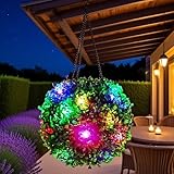 HEIBTENY Solarbetriebene dekorative Globus-Lichter für den Außenbereich, Garten, LED-Kugel-Lampe, wetterbeständig, Kunststoff, Hängelaterne, warmweiß oder mehrfarbig, für Hochzeiten, Partys, Terrasse