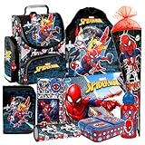 Schultasche Spiderman 9 Teile Set Schulranzen Ranzen Spider-Man Schulrucksack Federmappe Tasche Schultüte 85 cm Tornister mit Sticker-von-Kids4shop
