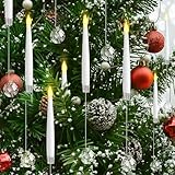 12 Stück LED Weihnachtsbaum kerzen mit Fernbedienung,Christbaumkerzen Schwebende Kerzen mit Kristallkugel,Flammenlose Kerzen für Weihnachtsbaum,Wedding Home Gift Decor