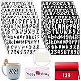Buchstaben Aufkleber Selbstklebende Vinyl 864 Stücke 12 Blätter Klebebuchstaben Nummern Zahlen Aufkleber Set für Briefkasten Schilder Tür Adressnummer DIY Scrapbooking (Schwarz/Weiß, 0.98 Zoll)