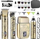 Suttik professioneller Haarschneider Trimmer Set für Männer Elektrischer Rasierapparat Rasierer Kabelloser Haarschnitt Haarschneidemaschine Barttrimmer LCD-Display Herren-Pflegeset Geschenke für ihn