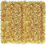 KAHEIGN 8m Weihnachten Lametta Girlande Gold Weihnachtsgirlande Glitzer Metallic Weihnachtsbaum Lametta Girlande Weihnachtsbaum Deko Lametta Tannengirlande für Weihnachtdeko