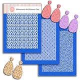 GOTO CLAY TOOLS Bogen-Siebdruck-Schablonen für Polymerton, 3 Stück, Bogen-Jakobsmuschel-Muster, Siebdruck für Polymerton, Ohrringherstellung, wiederverwendbare Siebdruck-Schablonen für Polymerton,