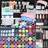Morovan Acryl Nagel Set Anfänger: Acryl Nagelset mit UV Licht Gel Nagel Set und Nagelreiniger Glitter Pulver Anfänger Set