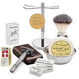 Störtebekker® Premium Gentleman Essential Set - Hochwertiges Rasierset für eine perfekte Rasur - mit Rasierhobel, Rasierpinsel, Rasierseife, Rasierschale, Rasierklingen, Rasierständer und Alaunstein