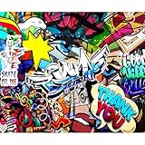 decomonkey Fototapete selbstklebend Graffiti 343x256 cm XL Selbstklebende Tapeten Wand Fototapeten Tapete Wandtapete klebend Klebefolie StreetArt Jugendzimmer