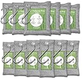 12-Pack Bambus Luftreinigungstasche, Aktivkohle Taschen Geruchsabsorber, Feuchtigkeitsabsorber, Natürliche Auto Lufterfrischer, Schuh Deodorant, Geruch Eliminatoren für Zuhause, Haustier, Schrank