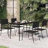 TEHTX7 Gartentisch Garten Terrasse Tisch Balkontisch Terrassentisch Freien Esstisch Schwarz 140x70x74 cm Stahl und Glas