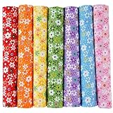 7er Set Baumwollstoff 50x50cm – Stoffe zum Nähen Meterware, Patchwork Stoffe Paket & Stoffreste – DIY Stoff zum Basteln, Quilten, Puppenkleidung & Dekoration – Verschiedene Designs aus 100% Baumwolle