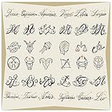 Acevegue Temporäre Tattoos, 15 Blatt Realistische Konstellationen Tattoos Frauen Planet Tattoo Aufkleber, Hals Arm Knöchel Ink Line Wasserfest Konstellationen Wörter Linien Klebetattoos