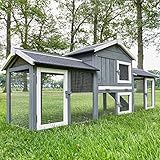 zooprinz großer & moderner Hasenstall Kaninchenstall - Aus massivem Vollholz ideal für draußen - Einfach zu reinigen dank der extra hohen Kotschublade - Kleintierstall mit natürlichen Farbe gestrichen