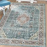 Garvee Vintage Orientteppich – Waschbarer, Rutschfester Läufer, Pflegeleicht, Niedriger Flor – Braun-Grün – Vielseitig als Wohnzimmerteppich oder Flurläufer – Größe: 120x170cm, Made in Germany