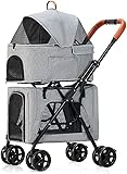 X&Z-XAOY Double Pet Stroller Kinderwagen Leichtgewichtige Kinderwagen Für Haustiere Pet Gear 4-Rad-Hundekinderwagen Pet Stroller Für Hunde Und Katzen, Großartig Atmungsaktiver Reisewagen