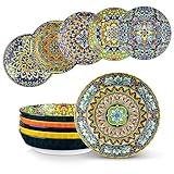 vancasso Pastateller, SIMI Tiefe Teller Set, Suppenteller 6er Set, Pasta Teller Tief Groß, Buntes Tiefteller Set Ø 21cm, 950ml Suppenschüssel für Suppe, Müsli, Pasta, Salat, Spülmaschine Mikrowellen
