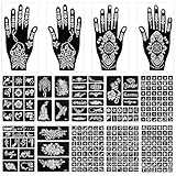 alwaiiz 281 Stück Henna Schablonen, 14 Blätter Temporäre Henna Tattoo Schablone, Glitzer Tattoo Schablonen für das Gesicht, die Hände, die Füße und den Rücken