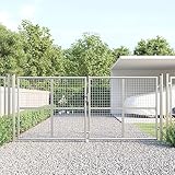 Fasba Mesh Gartentor, Zauntor mit Riegel, Doppelflügeltor Tor für Innenhof Terrasse, Gartenzauntor Gartentür, Silbern 300x175cm Verzinkter Stahl