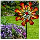 Windrad Metall Garten 205cm Windrad Windrad Windblätter 3D Optik Windrad für Den Garten Aus Metall Wetterfestes Gartendeko