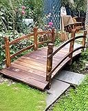 Rustikale Gartenbrücke aus Holz mit Seitenschienen für Hof, Gehweg, Landschaft, 1,4 m lang