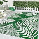 Cekene Outdoor Teppich Wetterfest Grün 150x245cm Outdoorteppich Camping Wasserfest UV-Beständig Terrasse Teppich Plastik Leichtgewicht Teppich für Draußen Balkon Garten