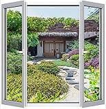 Fliegengitter Fenster 2-er Set 250 * 150cm | Zuschneidbar ohne Bohren Klebmontage | Insektenschutz Fenster Fliegenvorhang Moskitonetz, Schwarz