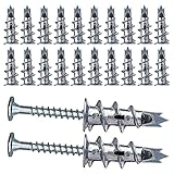 Swiixxer 40 StüCke Metall Selbstantriebsanker Gips Karton DüBel mit Schrauben 4,5 X 35 Mm für Einlagige und Zweilagige Gips Karton Platten
