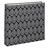 Hama Fotoalbum La Fleur (Jumbo Album mit 100 weißen Seiten, für 400 Fotos im Format 10x15, Blätter-Muster, 30x30) XXL Fotobuch schwarz