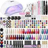 COSCELIA UV Nagellack Set mit 80W UV Lampe 41 Stück Gel Nagellack Set Thermo Gellack Set Elektrische Nagelfräser Nail Art System für Zuhause