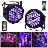 UV Schwarzlicht, Litake 2 Stück 36 LED Discolicht Partylicht Schwarzlicht Par Strahler DMX512 Fernbedienung Musikgesteuert Bühnenbeleuchtung für Party, Bar, Bühne, Weihnachten, Halloween, Hochzeit