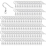 TOAOB 925 Silber 100 Stück 18 mm Ohrring Haken Ohrring Rohlinge Ohrhaken Silber Hypoallergene Ohrhänger Ohrhaken Ohrringe Zubehör mit Perlen und Spule für DIY Ohrhänger Schmuckherstellung
