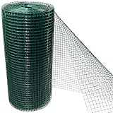 Vierkant Drahtgitter 10m - 100cm hoch - Maschenweite 12,7mm - Materialstärke mit Beschichtung 0,9mm - Kaninchendraht Hasendraht Volierendraht Kleintier Tiergehege Grün - Gitterzaun Zaun Schweißgitter