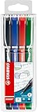 STABILO - Fineliner mit gefederter Spitze - SENSOR F - fein - 4er Pack - schwarz, blau, rot, grün