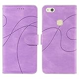 BailiTao Handyhülle, kompatibel mit Huawei P10 Lite, Kartenschlitz, abnehmbares Armband, Flip-Handyhülle, multifunktionale Hülle, kompatibel mit Huawei P10 Lite, Violett