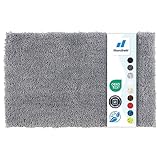 Floordirekt Badematte Sky - Badezimmerteppich - Weicher, dichter Hochflor - Rutschhemmend & Schnell trocknend - Geeignet für Fußbodenheizung - Eckig & Rund (50 x 60 cm, Silbergrau)