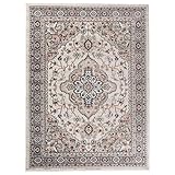 Mazovia Traditioneller Orientalischer Teppich - Weicher Teppich für Wohnzimmer Schlafzimmer Esszimmer - ÖKO-TEX Zertifiziert - AYLA - 140 x 200 cm - Creme