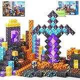 Magnetische Bausteine – Bauen Mine Magnet Welt Magie Schwert Portal Set, Bauspielzeug Magnetische Kacheln für Kinder ab 3 Jahren, Förderspielzeug Kinderspiele Geschenke für Jungen & Mädchen 3-5 5-7