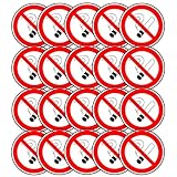 20 Stück Rauchen verboten Aufkleber mit Durchmesser 8 cm Sticker mit UV Schutz als Warnzeichen für Außen-und Innenbereich alternatives Rauchverbot Schild