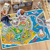 BYINGWD Rutschfester Teppich für Kinderzimmer, Spielmatte für Kindergarten-Klassenzimmer, Jungen-Mädchen-Stadtstraßenteppich für Waschbar(sea,80×120cm)