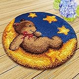 GDWD Knüpfteppich Set Teppich Knüpfen Kreuzstich Set für Kinder und Erwachsene Zum Selber Knüpfen Teppich DIY Latch Hook Rug Making Werkzeug Kit Handgefertigt Knüpfset (C)